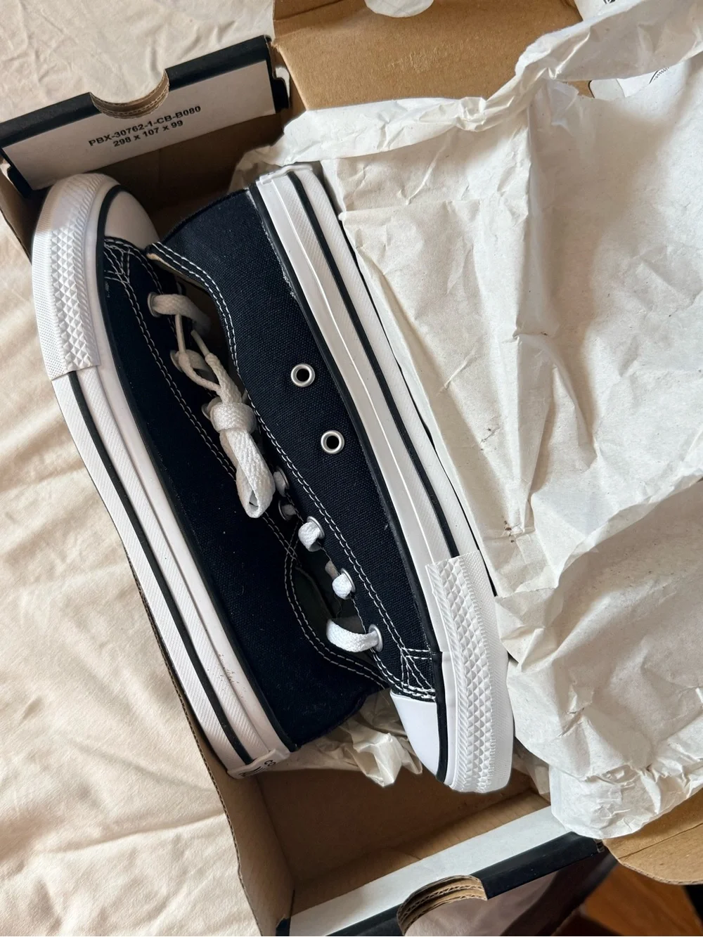 Converse Kids Black and White Canvas Low Top Sneakers